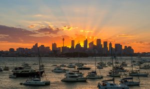 Sunset over Sydney city