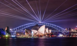 Picture of Sydney Harbour Bridge and Sydney Opera House during VIVID Sydney