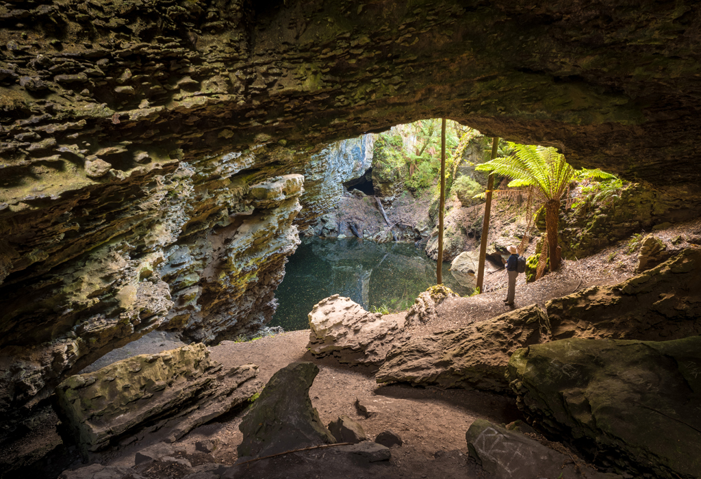A view through the cave in the Tarkine Rainforest Tasmania